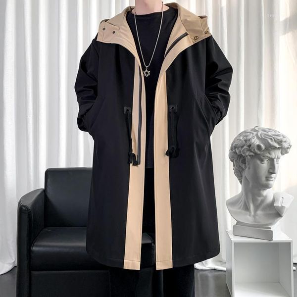 men's windbreaker jacket long trench oversize loose streetwear hooded vintage black coats high street casual male outerwear, Tan;black
men's windbreaker jacket long trench oversize loose streetwear hooded vintage black coats high street casual male outerwear, Tan;black