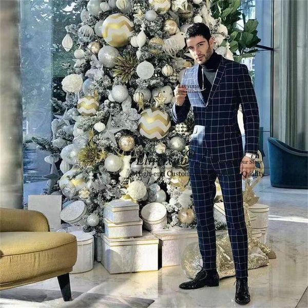 men's suits & blazers blue checked plaid mens slim fit 2 pieces groom wedding tuxedos business man blazer and pants set prom terno masc, White;black
men's suits & blazers blue checked plaid mens slim fit 2 pieces groom wedding tuxedos business man blazer and pants set prom terno masc, White;black