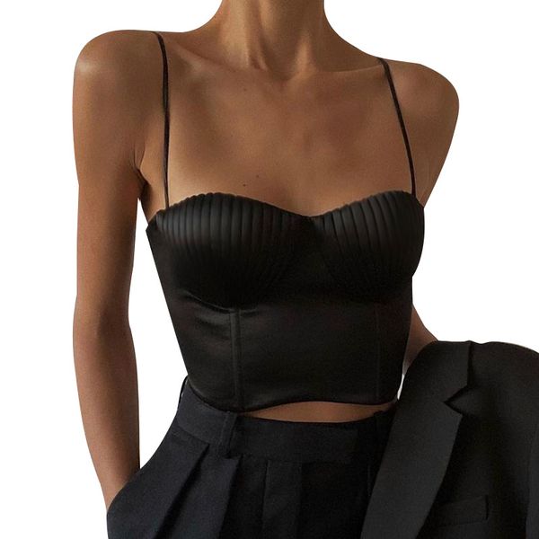 women's tanks & camis tight solid color short slim tank shell pattern suspender with one line collar wrapped in the chest for women, White
women's tanks & camis tight solid color short slim tank shell pattern suspender with one line collar wrapped in the chest for women, White