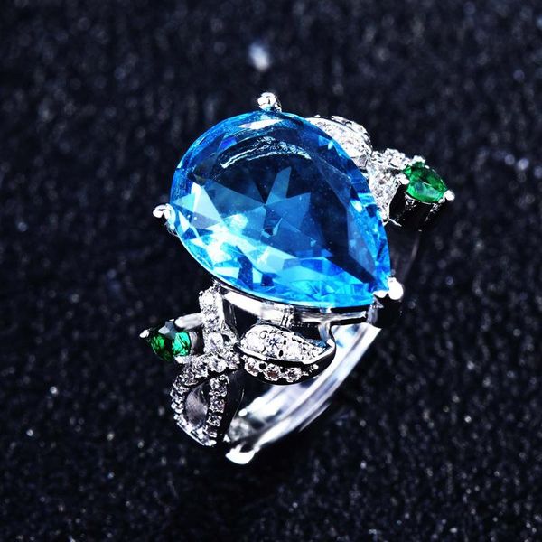 wedding rings vintage inlay blue water drop luxury jewelry adjustable opening women's engagement eternity dainty ring, Slivery;golden
wedding rings vintage inlay blue water drop luxury jewelry adjustable opening women's engagement eternity dainty ring, Slivery;golden
