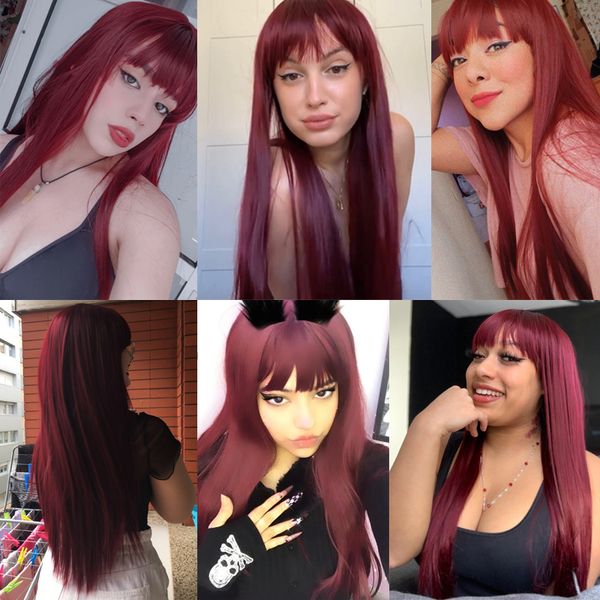 long straight red wig with bangs synthetic hair wigs heat-resistant lolita cosplay pink wigs for womenfactory direct, Black
long straight red wig with bangs synthetic hair wigs heat-resistant lolita cosplay pink wigs for womenfactory direct, Black