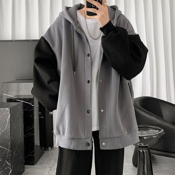 men's jackets coat 2021 autumn versatile cardigan trend stitching loose hooded sweater casual couple wear, Black;brown
men's jackets coat 2021 autumn versatile cardigan trend stitching loose hooded sweater casual couple wear, Black;brown