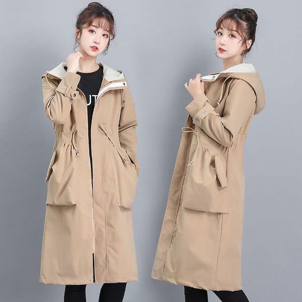 women's trench coats autumn and winter ladies korean fashion casual long loose coat hooded harajuku windbreaker oversized cardigan, Tan;black 
women's trench coats autumn and winter ladies korean fashion casual long loose coat hooded harajuku windbreaker oversized cardigan, Tan;black