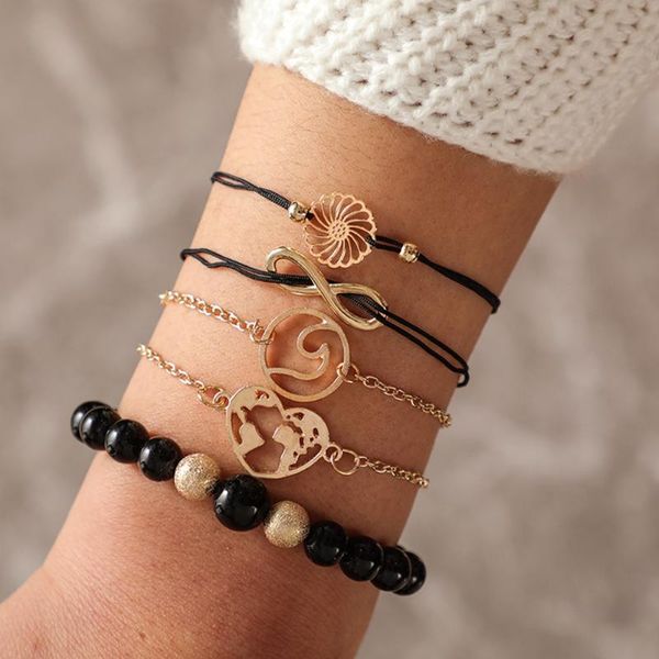 charm bracelets 5pcs/set western style simple fashionable beads hollow alloy pendant women bracelet set, Golden;silver
charm bracelets 5pcs/set western style simple fashionable beads hollow alloy pendant women bracelet set, Golden;silver
