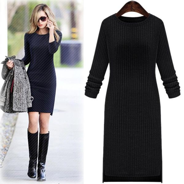 casual dresses autumn winter women vestidos plus size slim solid o-neck long sleeve render knitting dress for large one-piece, Black;gray
casual dresses autumn winter women vestidos plus size slim solid o-neck long sleeve render knitting dress for large one-piece, Black;gray