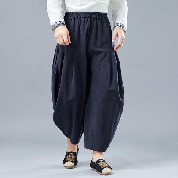 spring pleated trousers cotton and linen casual pants chinese style literature loose pure color men's ninth d118, Black
spring pleated trousers cotton and linen casual pants chinese style literature loose pure color men's ninth d118, Black