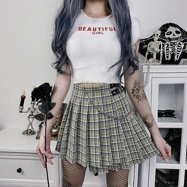 korean high waist plaid skirt women gothic patchwork with buckle chain streetwear preppy style mini pleated 2021 skirts, Black
korean high waist plaid skirt women gothic patchwork with buckle chain streetwear preppy style mini pleated 2021 skirts, Black