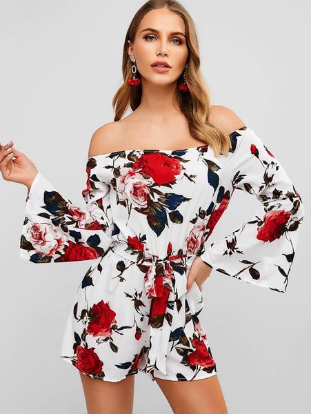 women's jumpsuits & rompers zaful belted off shoulder flower romper flare sleeves women summer playsuits vacation holiday beach streetw, Black;white
women's jumpsuits & rompers zaful belted off shoulder flower romper flare sleeves women summer playsuits vacation holiday beach streetw, Black;white