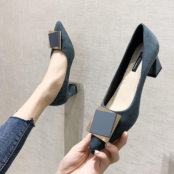 women high heels shoes spring autumn leather pumps office lady work shallow mouth with square buckle, Black
women high heels shoes spring autumn leather pumps office lady work shallow mouth with square buckle, Black