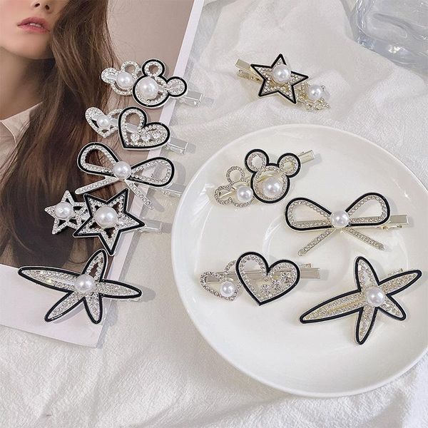 hair clips & barrettes bear hairpin female summer net red 2021 one-word side clip headdress bangs the back of head, Golden;silver