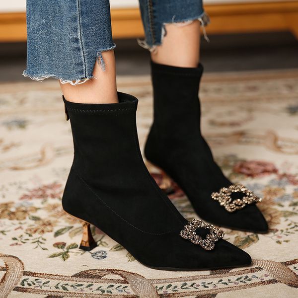 boots 736-6 rv square buckle water drill boots women's thin heel high pointed elastic socks cashmere autumn winter byam, Black
boots 736-6 rv square buckle water drill boots women's thin heel high pointed elastic socks cashmere autumn winter byam, Black
