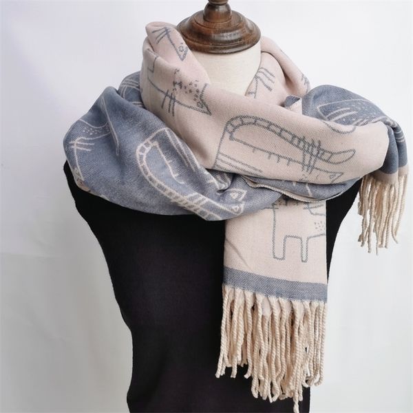 New tassel scarf female winter Korean version versatile lovely cat imitation cashmere shawl dual-purpose double-sided thickened Bib, Blue;black 
New tassel scarf female winter Korean version versatile lovely cat imitation cashmere shawl dual-purpose double-sided thickened Bib, Blue;black