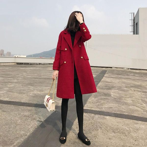 women's wool & blends women 2021 autumn winter fashion solid long coat casual loose female thick warm lapel sleeve jacket l989, Black
women's wool & blends women 2021 autumn winter fashion solid long coat casual loose female thick warm lapel sleeve jacket l989, Black