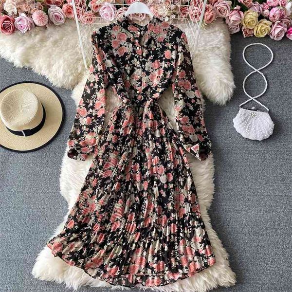 spring autumn fashion temperament floral dress stand-up collar puff sleeve waist thin pleated mid-length c098 210507, Black;gray
spring autumn fashion temperament floral dress stand-up collar puff sleeve waist thin pleated mid-length c098 210507, Black;gray