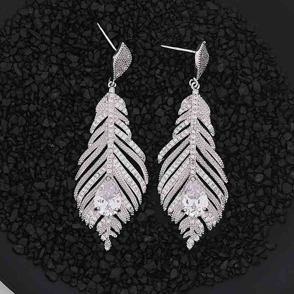 micro inlaid zircon exaggerated personality, silver banana leaf tassel earrings, fashion ear accessories, Black
micro inlaid zircon exaggerated personality, silver banana leaf tassel earrings, fashion ear accessories, Black