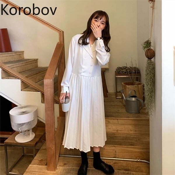 korobov korean high wasit hip solid a line dress pleat design ol vestido turn down collar short sleeve button design ropa 210430, Black;gray
korobov korean high wasit hip solid a line dress pleat design ol vestido turn down collar short sleeve button design ropa 210430, Black;gray