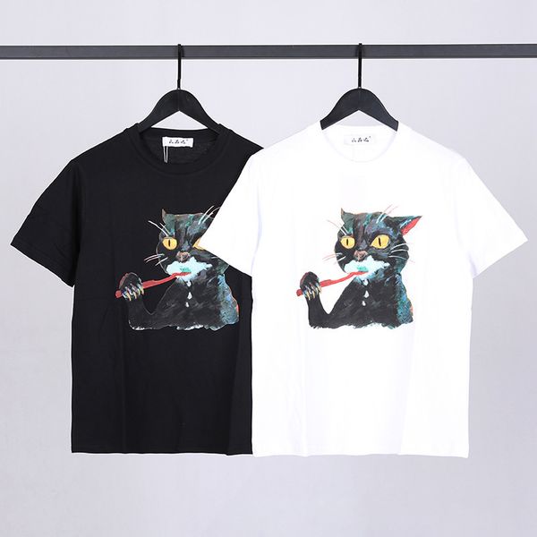 spring new daily leisure fashion brand men's brush teeth cat print men's and women's lovers' pure cotton t-shirt, White
spring new daily leisure fashion brand men's brush teeth cat print men's and women's lovers' pure cotton t-shirt, White