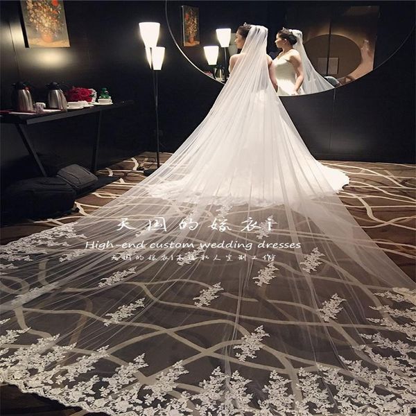 bridal veils high-end cathedral long wedding special 1.5 m appliques veil accessories bride, Black
bridal veils high-end cathedral long wedding special 1.5 m appliques veil accessories bride, Black