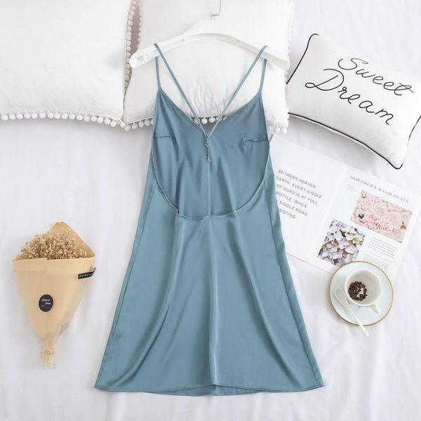 women's sleepwear female sling deep v neck mini simulation silk nightdress thin tempting open-back lingerie night dresses for women, Black;red
women's sleepwear female sling deep v neck mini simulation silk nightdress thin tempting open-back lingerie night dresses for women, Black;red