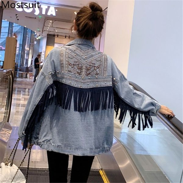 autumn embroidered tassels women denim coats jackets long sleeve single-breasted buttons pockets fashion casual 210518, Black;brown
autumn embroidered tassels women denim coats jackets long sleeve single-breasted buttons pockets fashion casual 210518, Black;brown