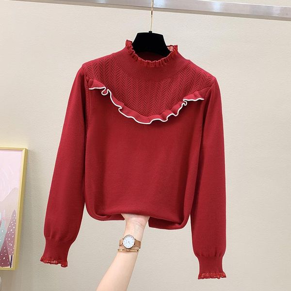 women's sweaters red lace hollow out korean style fashion pullovers for ladies autumn winter 2021 clothing sweater blouses female, White;black
women's sweaters red lace hollow out korean style fashion pullovers for ladies autumn winter 2021 clothing sweater blouses female, White;black