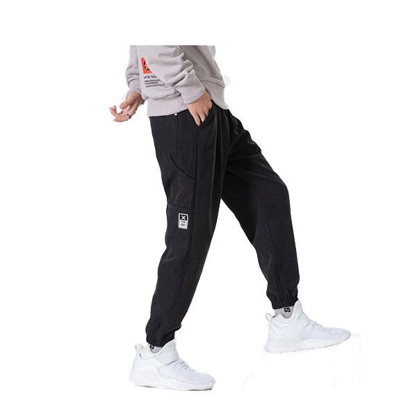 spring fashion casual pants men's loose trousers feet sports style, Black