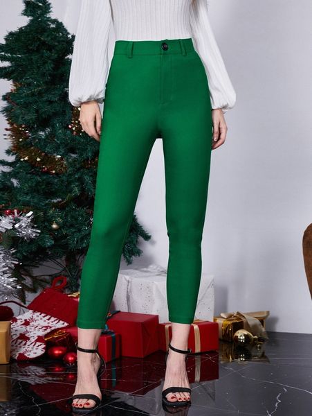 high waist button front skinny pants 78i1#, Black;white 
high waist button front skinny pants 78i1#, Black;white