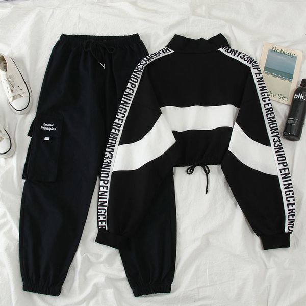 autumn high waist streetwear cargo pants female harajuku loose joggers women 2 piece suit harem camo pants 210319, Black;white
autumn high waist streetwear cargo pants female harajuku loose joggers women 2 piece suit harem camo pants 210319, Black;white
