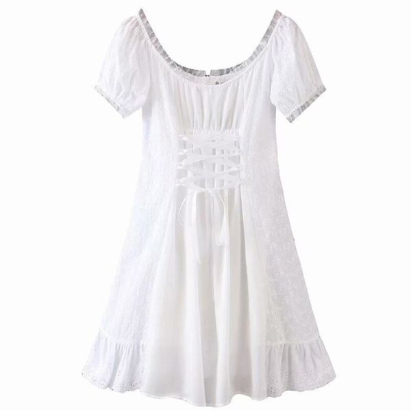 2020 retro stitching wood ears lace cross lacing up short sleeve short dress for woman white french mini dresses holiday x0521, Black;gray
2020 retro stitching wood ears lace cross lacing up short sleeve short dress for woman white french mini dresses holiday x0521, Black;gray