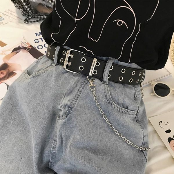 fashion harajuku women punk chain belt adjustable black double/single eyelet grommet metal buckle leather waistband for jeans belts, Black;brown
fashion harajuku women punk chain belt adjustable black double/single eyelet grommet metal buckle leather waistband for jeans belts, Black;brown