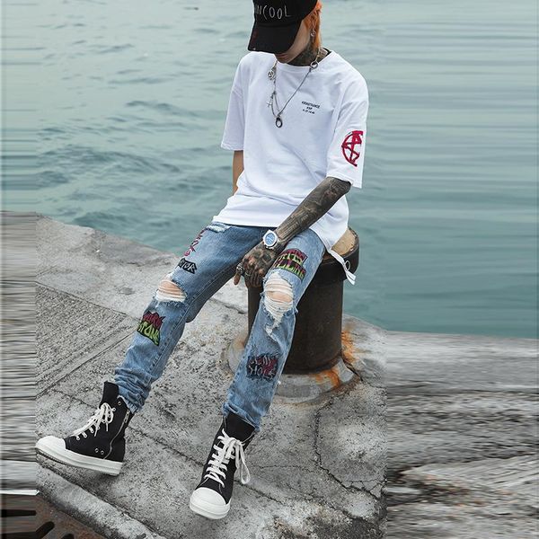 plus size hole print pencil pants streetwear graffiti vaqueros hombre ripped jeans for men hip hop skinny trousers men's, Blue
plus size hole print pencil pants streetwear graffiti vaqueros hombre ripped jeans for men hip hop skinny trousers men's, Blue