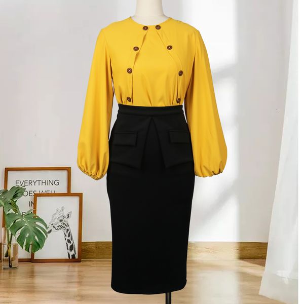 dress 2 piece defines shirt long lantern sleeve up with skirt feminine black suit female fashion african office two sets of pieces n6ff, Black;gray
dress 2 piece defines shirt long lantern sleeve up with skirt feminine black suit female fashion african office two sets of pieces n6ff, Black;gray