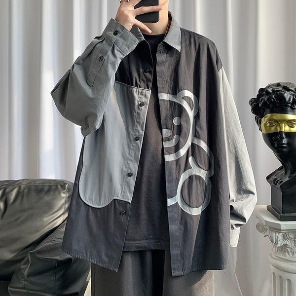 spring and autumn korean long sleeve shirt men's hong kong style loose bear clothing trend versatile cool casual shirts, White;black
spring and autumn korean long sleeve shirt men's hong kong style loose bear clothing trend versatile cool casual shirts, White;black
