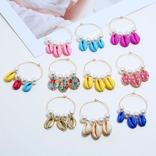 hoop & huggie circle wire gold color earrings for women white round pearl beads colorful natural shell summer beach geometric earings, Golden;silver
hoop & huggie circle wire gold color earrings for women white round pearl beads colorful natural shell summer beach geometric earings, Golden;silver