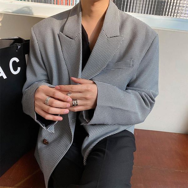 spring 2021 ins small plaid suit double breasted korean style jacket thousand bird fashion man men's suits & blazers, White;black
spring 2021 ins small plaid suit double breasted korean style jacket thousand bird fashion man men's suits & blazers, White;black