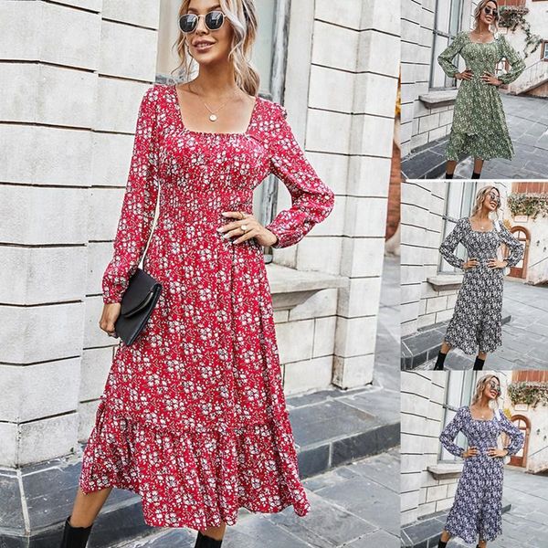 elegant party mid-length vintage autumn dress women square collar floral print ruffles casual dresses, Black;gray
elegant party mid-length vintage autumn dress women square collar floral print ruffles casual dresses, Black;gray