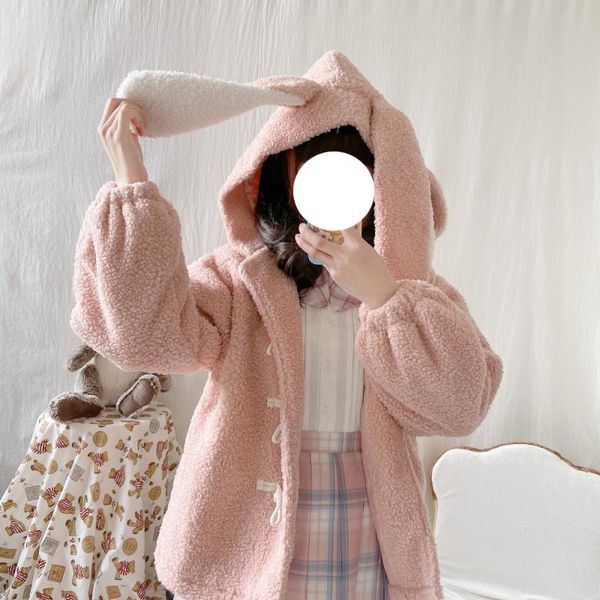 women's jackets korean autumn winter ears lamb wool coat girl japanese lolita mori female students thicken outer wear harajuku, Black;brown
women's jackets korean autumn winter ears lamb wool coat girl japanese lolita mori female students thicken outer wear harajuku, Black;brown