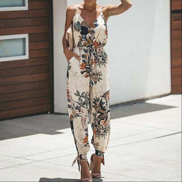 women summer rompers holiday casual sleeveless jumpsuits fashion ladies boho floral bodysuit loose long pant trousers overalls for, Black;white
women summer rompers holiday casual sleeveless jumpsuits fashion ladies boho floral bodysuit loose long pant trousers overalls for, Black;white