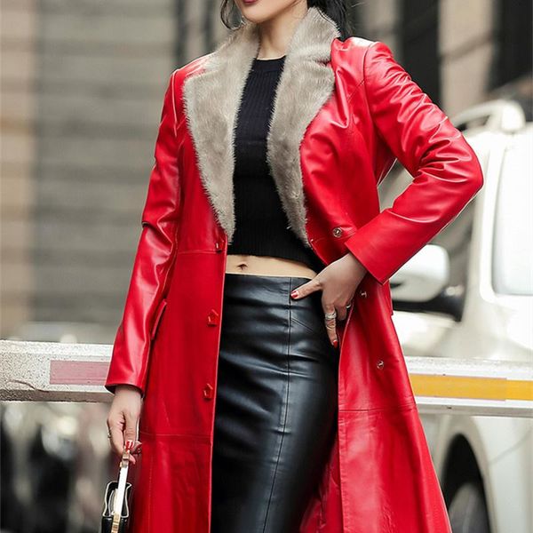 women's leather & faux sheepskin genuine women down coat 2021 winter collar jacket vintage oversize thicken brand clothes, Black
women's leather & faux sheepskin genuine women down coat 2021 winter collar jacket vintage oversize thicken brand clothes, Black