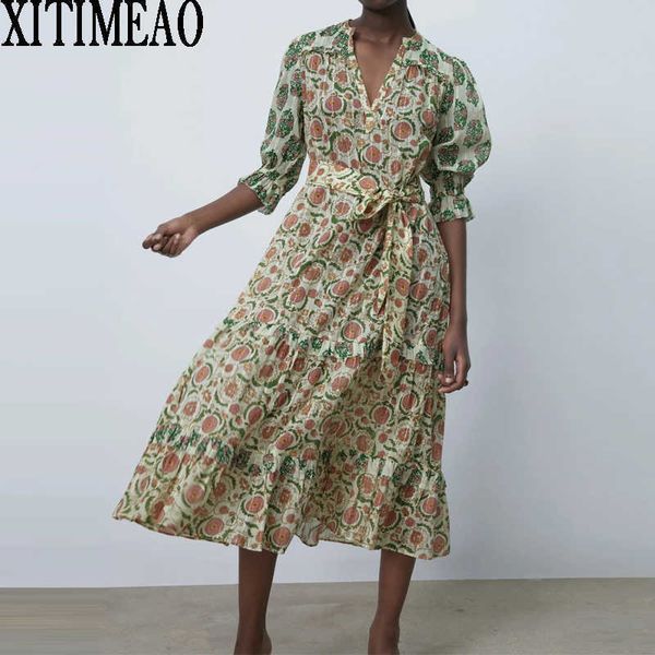 za women spring autumn vintage print casual middle sleeve shirt dress leisure vacation long skirt with belt xitimeao 210602, Black;gray
za women spring autumn vintage print casual middle sleeve shirt dress leisure vacation long skirt with belt xitimeao 210602, Black;gray