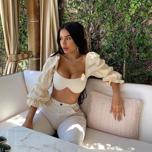 Vintage Sexy Solid Color Crop Top Women Square Neck Puffy Sleeve Bralette Grunge Fairy Long Sleeve Shirt N82-CG17, White
Vintage Sexy Solid Color Crop Top Women Square Neck Puffy Sleeve Bralette Grunge Fairy Long Sleeve Shirt N82-CG17, White