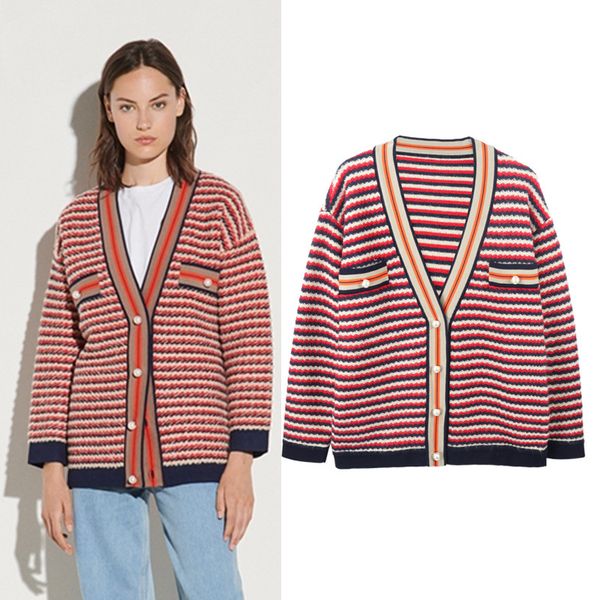 dsigners maje autumn winter new french small fragrance early winter coat women's stripe vneck loose knit cardigan, White;black
dsigners maje autumn winter new french small fragrance early winter coat women's stripe vneck loose knit cardigan, White;black