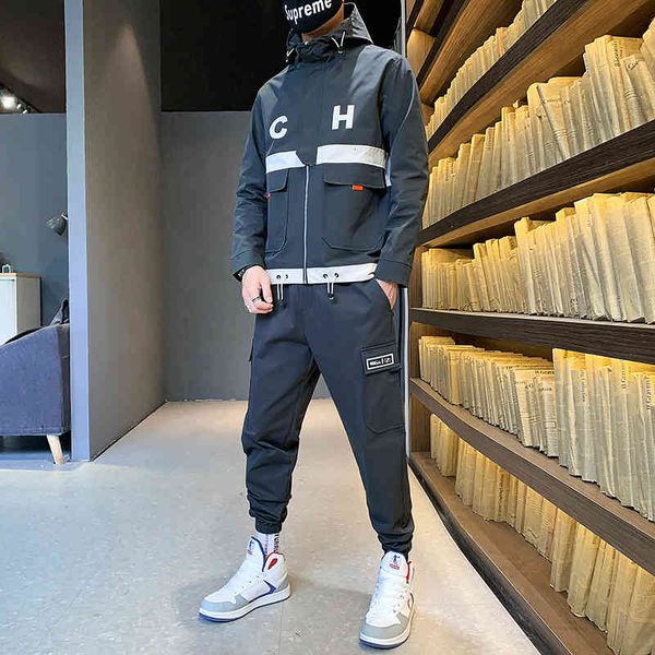 tracksuit suit men's autumn 2021 korean fashion loose casual brand sports handsome spring and set, Gray
tracksuit suit men's autumn 2021 korean fashion loose casual brand sports handsome spring and set, Gray