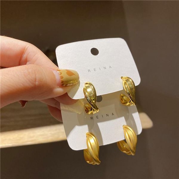 hoop & huggie korea design fashion jewelry twisted twist semicircle c-shaped earrings unusual girl gift women's daily work earring, Golden;silver
hoop & huggie korea design fashion jewelry twisted twist semicircle c-shaped earrings unusual girl gift women's daily work earring, Golden;silver