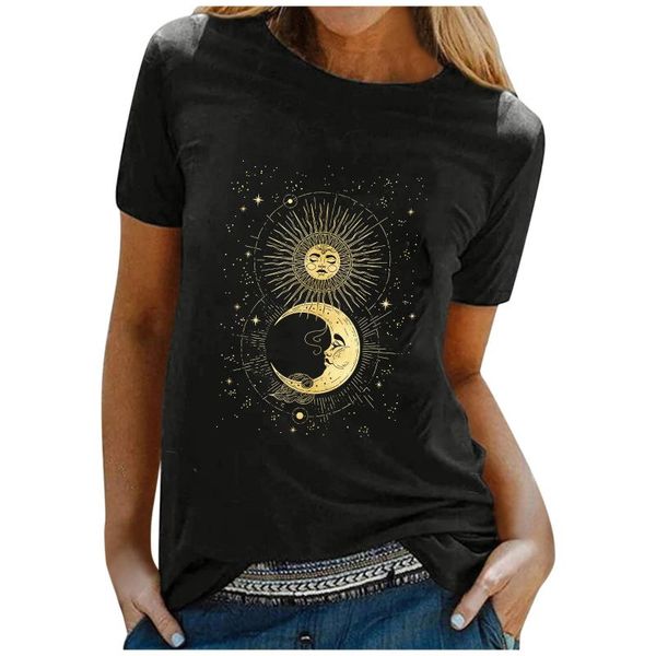 women casual fashion t-shirt sun moon print loose o-neck short sleeve elastic stretched summer ladies #t1g women's, White
women casual fashion t-shirt sun moon print loose o-neck short sleeve elastic stretched summer ladies #t1g women's, White