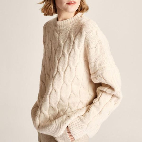 women's sweaters women autumn and winter pullover milky white loose round neck twist knit sweater lazy style 2021 ladies top, White;black
women's sweaters women autumn and winter pullover milky white loose round neck twist knit sweater lazy style 2021 ladies top, White;black