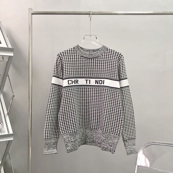 high version 21ss autumn new college style thousand bird lattice knitted women's sweater 07107, White
high version 21ss autumn new college style thousand bird lattice knitted women's sweater 07107, White