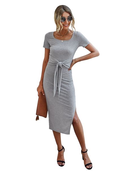 new european and american fashion tie knot slim slimming women's knitted dress x0521, Black;gray
new european and american fashion tie knot slim slimming women's knitted dress x0521, Black;gray