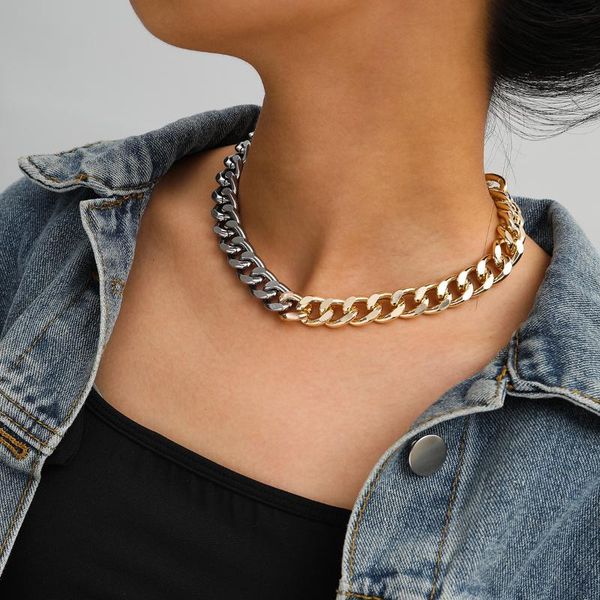contrasting thick chain single layer charms for women punk cuban choker necklaces fashion jewelry chokers, Golden;silver
contrasting thick chain single layer charms for women punk cuban choker necklaces fashion jewelry chokers, Golden;silver
