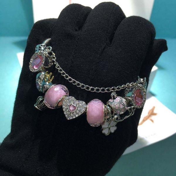 16-21cm new charm bracelet 925 silver fit pandora european bracelets four leave clover white enamel pendant rose murano glass charm bead acc, Black
16-21cm new charm bracelet 925 silver fit pandora european bracelets four leave clover white enamel pendant rose murano glass charm bead acc, Black